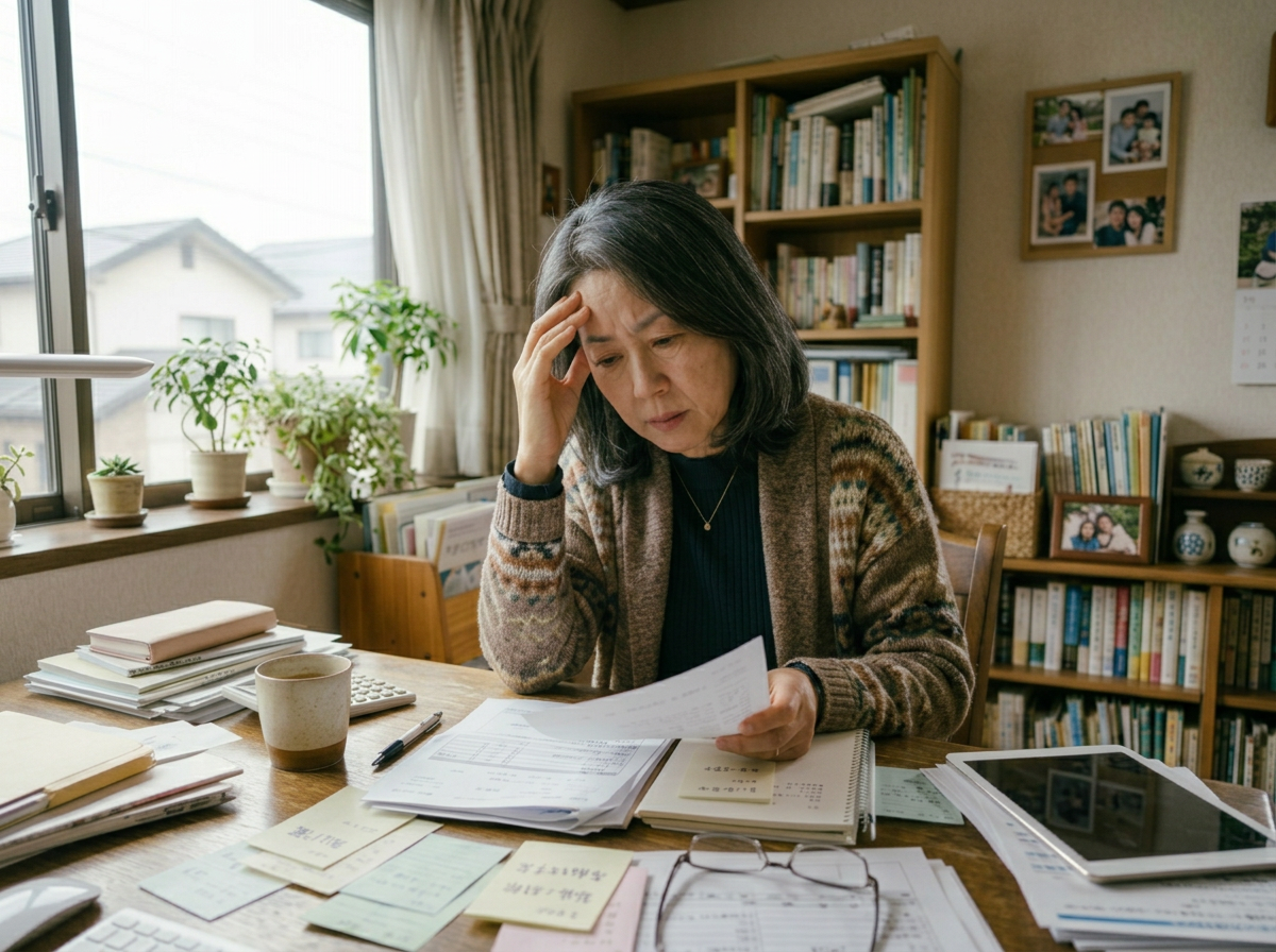 悩んでいる女性の写真